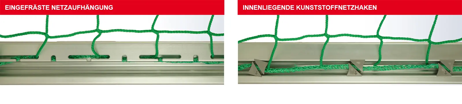 Details zu unseren möglichen Netzaufhängungen - integriert oder innenliegend