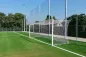 Preview: Eckverschweißtes Schäper Wettkampf-Fußballtor mit freier Netzaufhängung, Typ 1, in Hülsen stehend, weiß lackiert