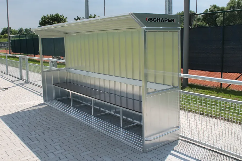 Spielerkabine / Betreuerkabine, gerade Dachform