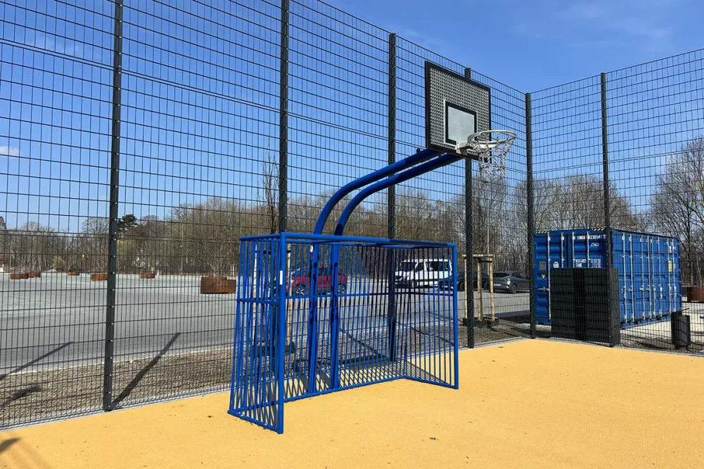 Basketballständer, Round, Stahl, blau lackiert