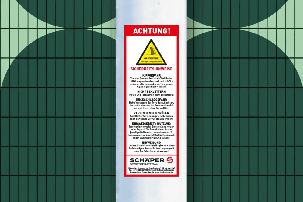 Aufkleber für Fußballtore - Achtung Kippgefahr