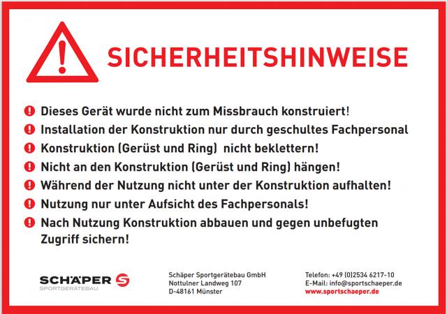 Übungsanlage „Bambini“ - Reduziereinheit zur Herabsetzung der Wurfhöhe auf 2,60 m, im GS-Zertifikat als zugelassenes Zubehör aufgelistet