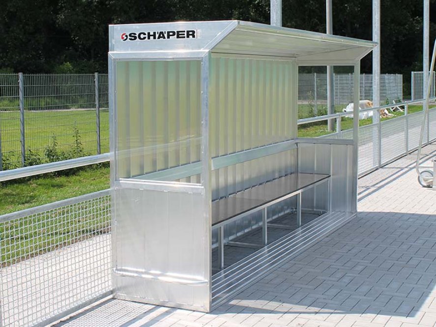 Spielerkabine / Betreuerkabine, gerade Dachform