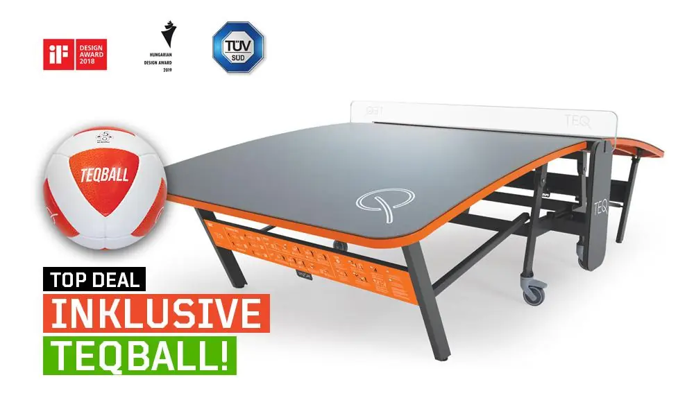 Gebogene Tischtennisplatte
TEQ in grau/orange