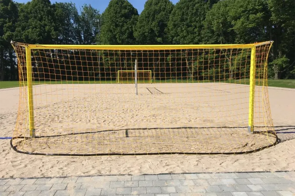 Beachsoccer-Tore aus Aluminium, gelb, im Sand Beachsoccer-Tore aus Aluminium, gelb, im Sand