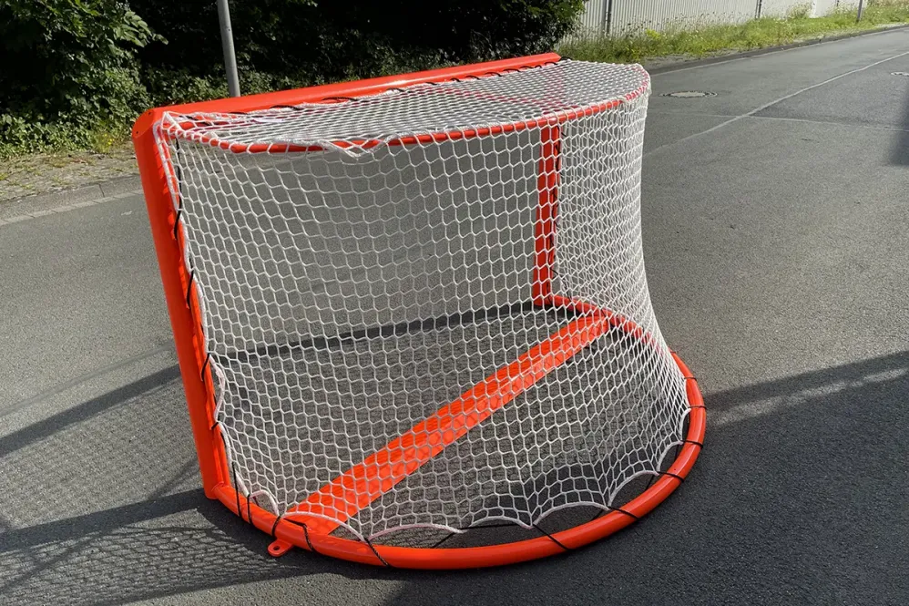 Rollhockeytor, Stahl, , fluoreszierendem orange lackiert, Ansicht von hinten