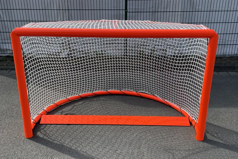 Rollhockeytor, Stahl, , fluoreszierendem orange lackiert, Ansicht von vorn