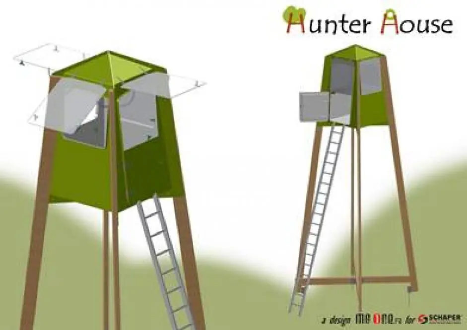 Zeichnung eines Hocsitzes für Jäger