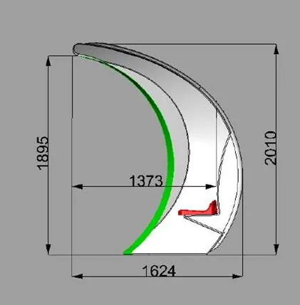 Technische Zeichnunng einer Fiberglas Spielerkabine